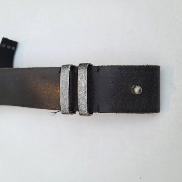 FREE PEOPLE Rustic Leather Belt Sz XS/S Black Prong Closure 2 Metal Loops NWOT - Picture 4 of 9